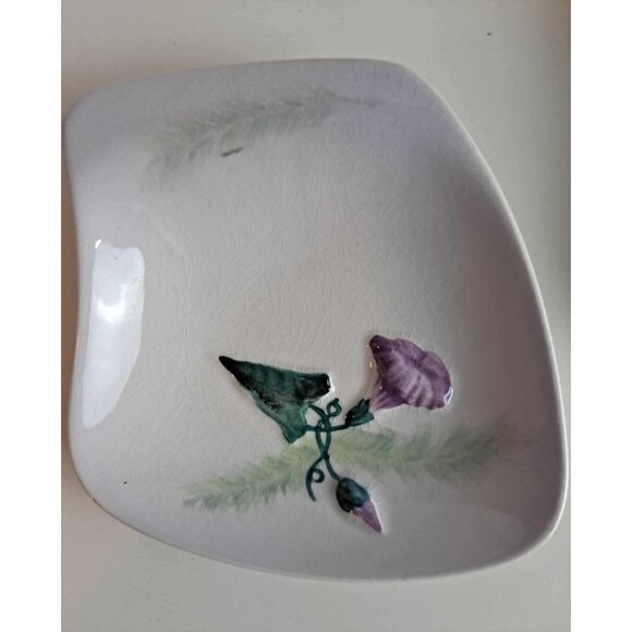 Carlton Ware Purple Flower Trinket Pin Dish | Vintage | Cracking on back | Pair - Picture 4 of 5